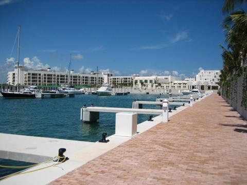 Empty boat slips at marina