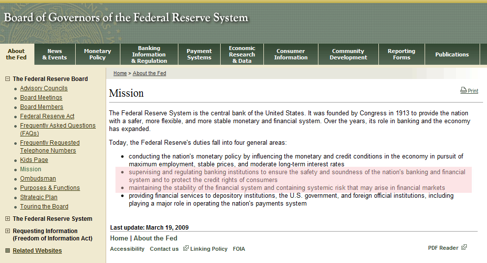 Fed Mission Statement