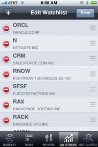 AOL DailyFinance Watchlist Edit