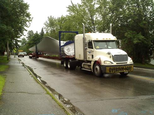 Trans Canada Wind Turbine Blade Trailor Transport -- Kibby Mountain, Maine