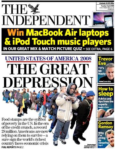 The Independent front page 1 April 2008
