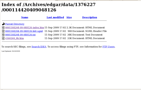 Parent Directory of UNG 8-K EFFECT 9/11/2009