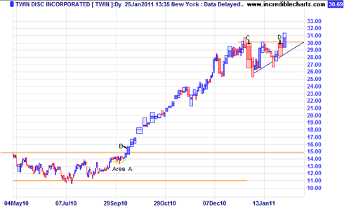 TWIN daily equivolume chart