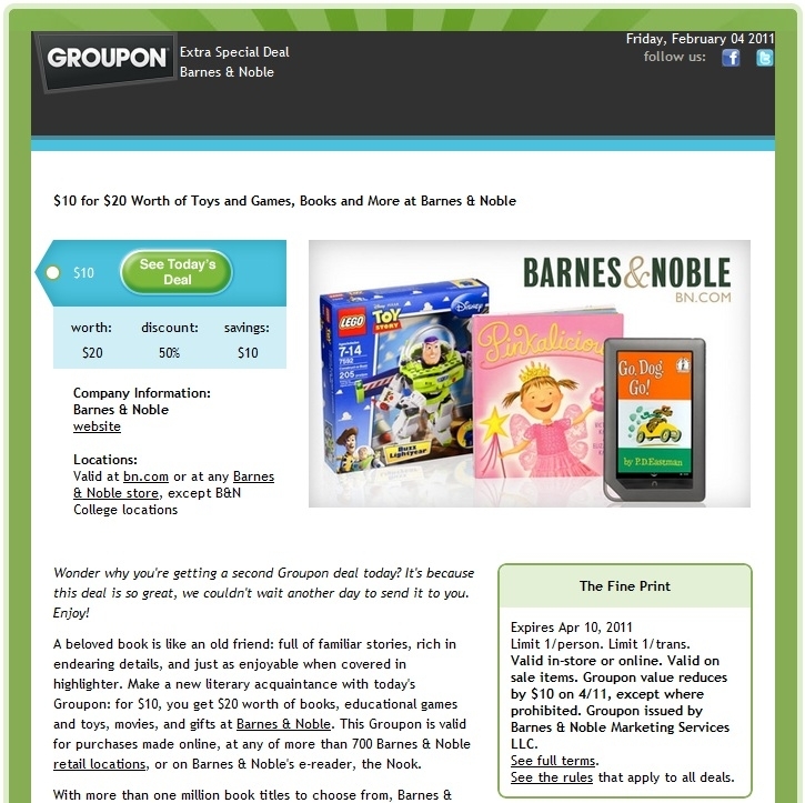 Is Barnes & Noble Using Groupon to Euthanize Borders Group? - Seeking ...