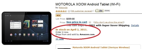 xoom out of stock