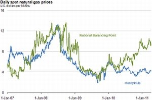 Daily Spot Natural Gas Price Divergence
