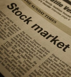 Stock market newspaper headline