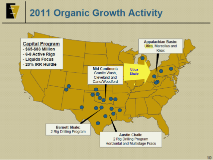 2011 Organic Growth Projects and Utica Shale Location