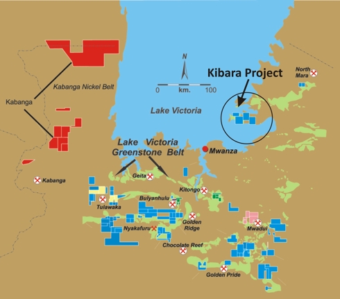 Kibara Project Location Among Other TRX Holdings