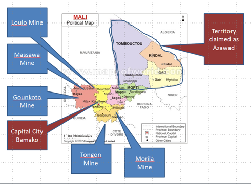 Randgold Locations and Rebel Strongholds