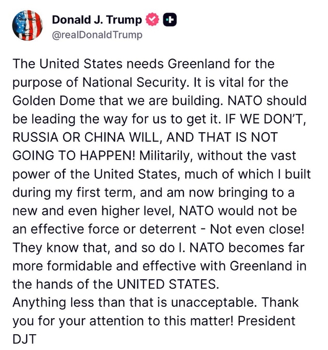 President Trump posted on Truth Social