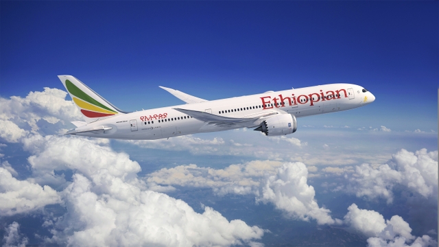Artist rendering of Boeing 787 with Ethiopian Airlines livery