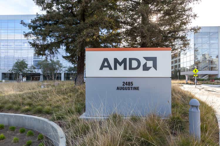 Sign of AMD at AMD "s headquarters in Silicon Valley.
