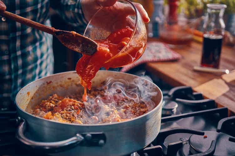 Preparing Homemade Spaghetti Bolognese