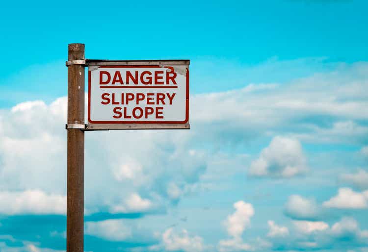 Danger Slippery Slope warning sign on Quayside