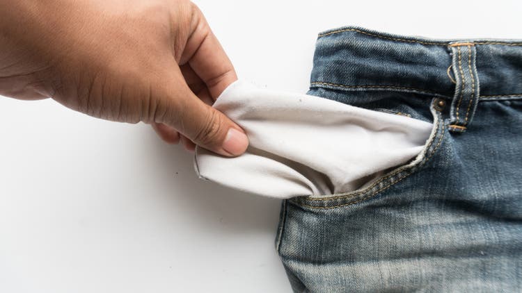turn inside out of pants and no money