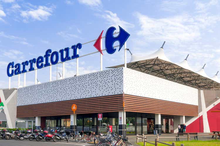 The main entrance to a Carrefour mall in Italy