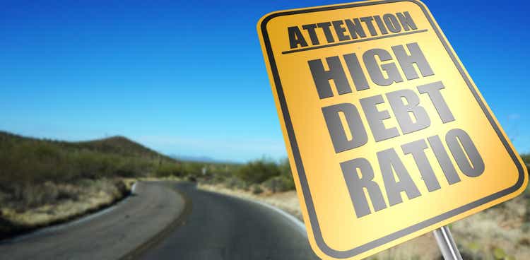 High debt ratio road sign