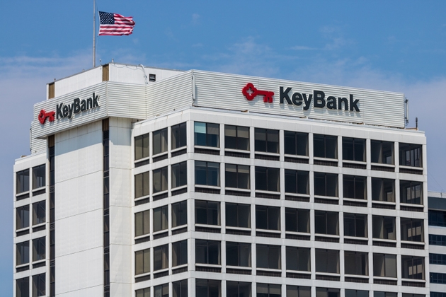KeyBank Plaza in downtown with American Flag. KeyBank is a Regional Bank Based In Cleveland I