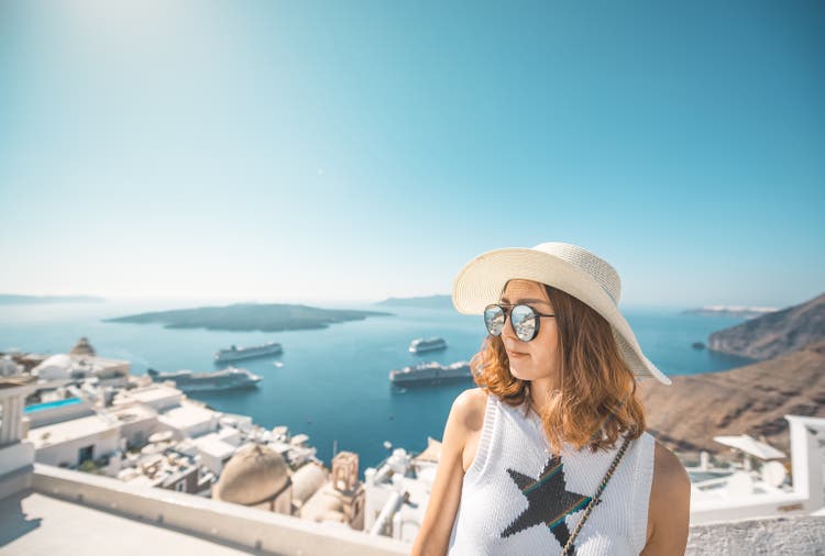 Portrait of a Chinese Woman in Santorini, Greece