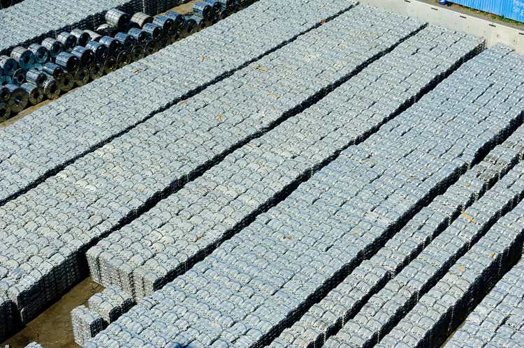Aluminimum stockpile in the Port of Salerno, Italy