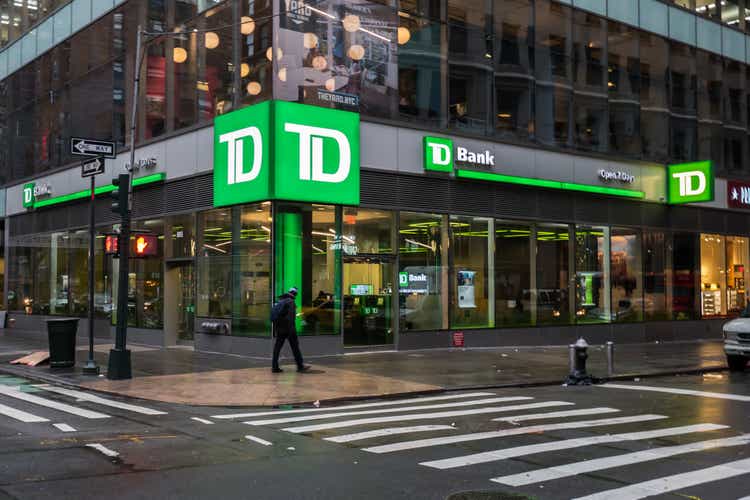 April 18, 2018 - New York, NY. Exterior of TD Waterhouse bank in New York city.