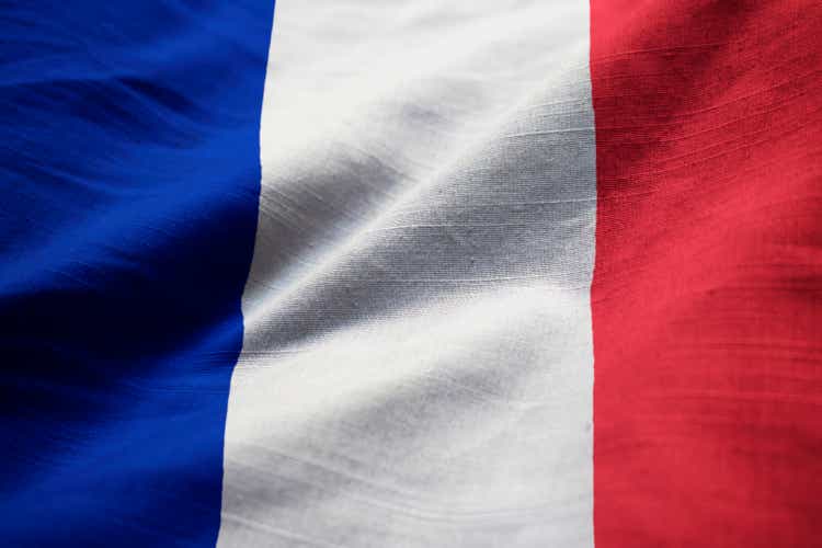 Closeup of Ruffled France Flag