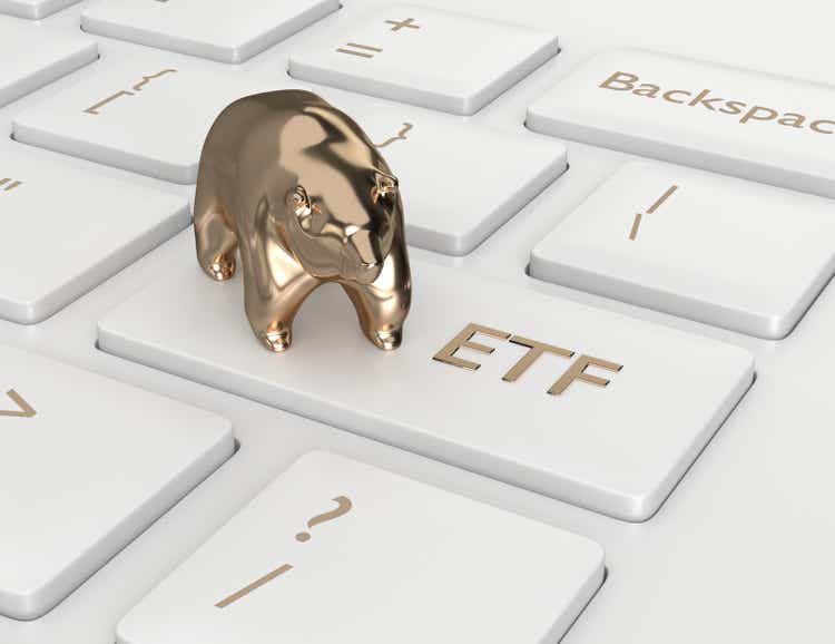 3d render of computer keyboard with ETF button