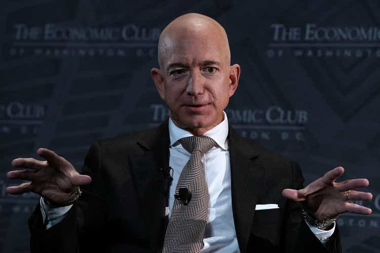 Jeff Bezos Speaks At Economic Club Of Washington With Club President David Rubenstein