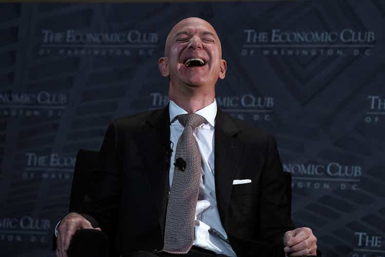 Jeff Bezos Speaks At Economic Club Of Washington With Club President David Rubenstein