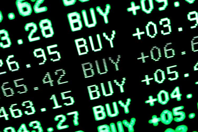 bull market buying - green stock data trading screen