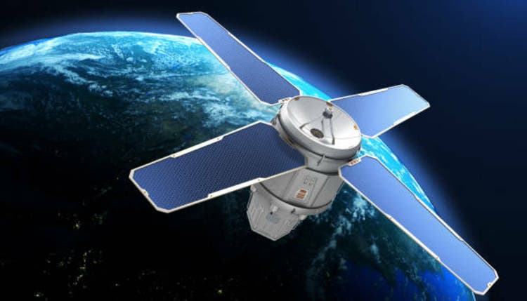 Sci-Fi sattellite on the orbit of the Earth