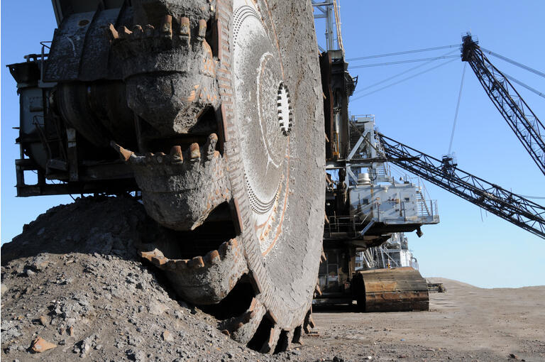 Close-up of machinery in the oil sands mine in Alberta