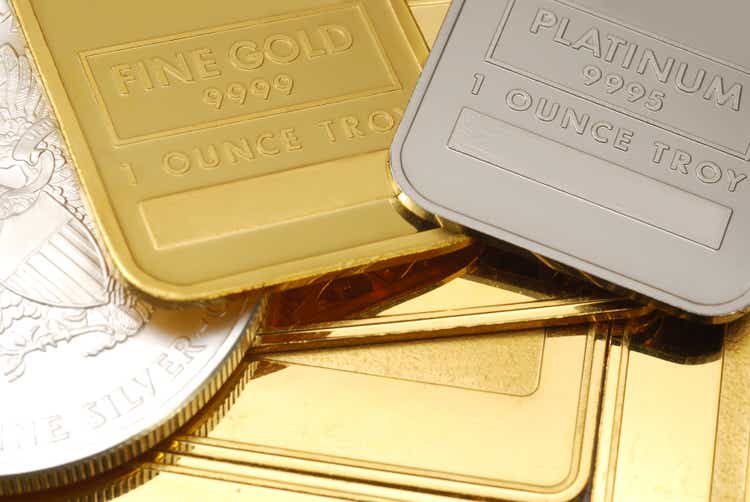 Gold, Platinum and silver - close-up