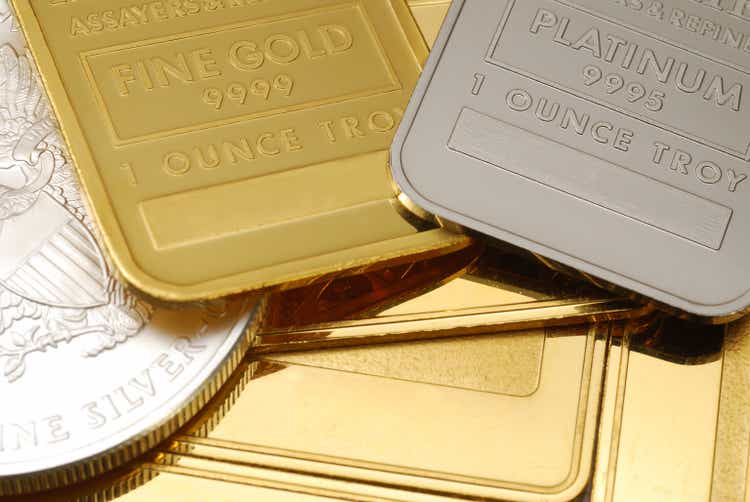 Gold, Platinum and silver - close-up