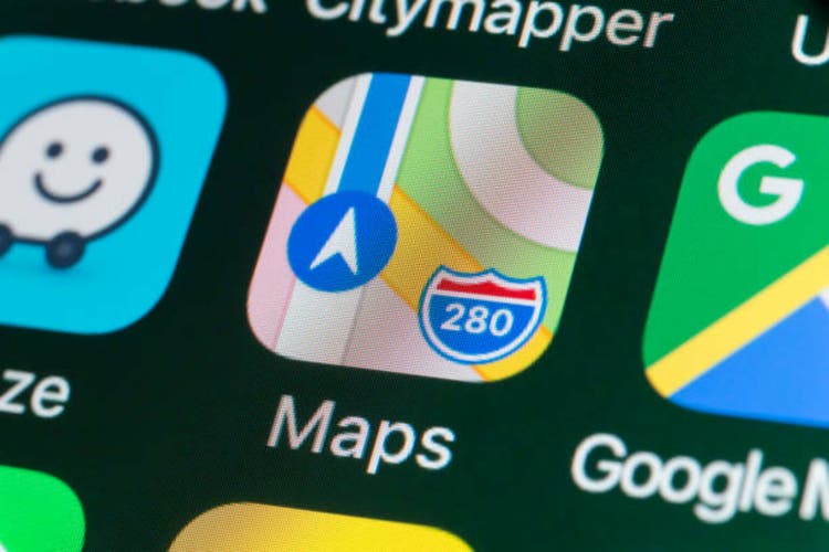 Apple Maps, Google Maps, Waze and other Apps on iPhone screen