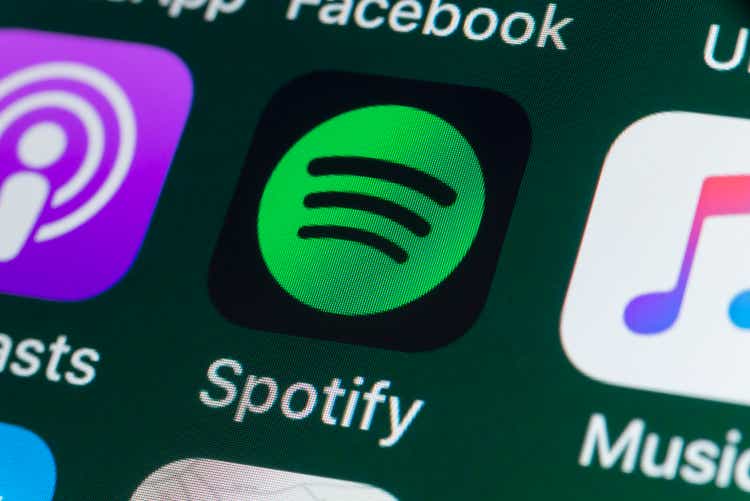 Spotify, Podcasts, Music and other Apps on iPhone screen