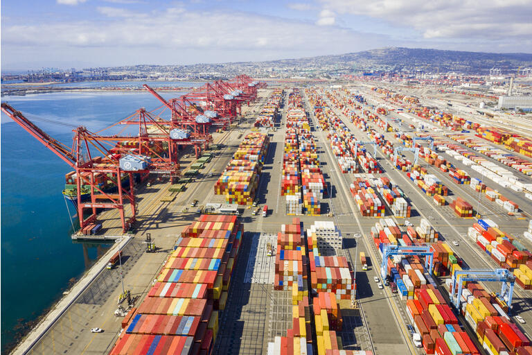 Aerial Port of Long Beach Container Yard