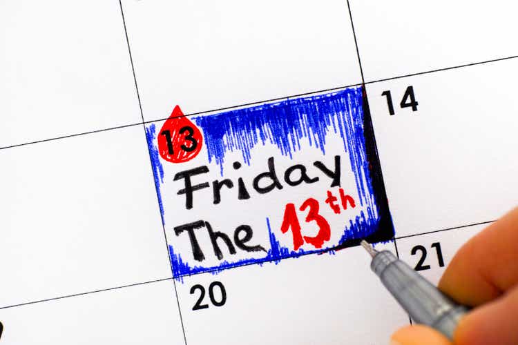 Septembers with Friday the 13ths do fine; October, Novembers aren