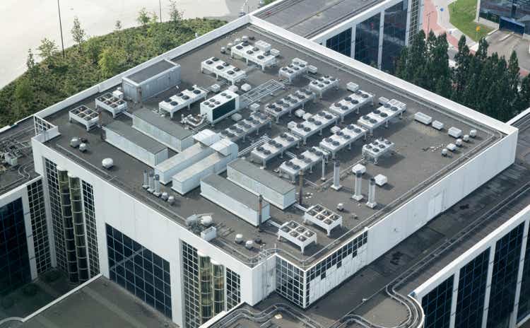 Air conditioning on top of a building