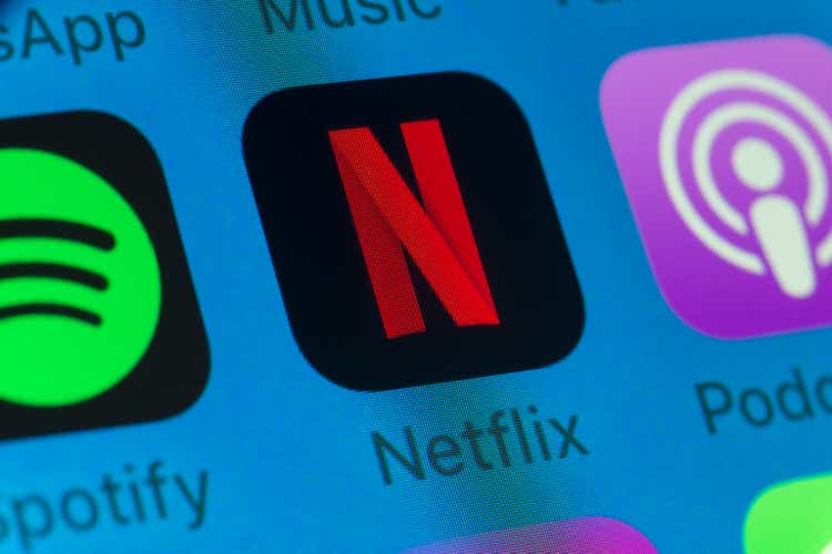 Netflix, Spotify, Podcasts and other cellphone Apps on iPhone screen