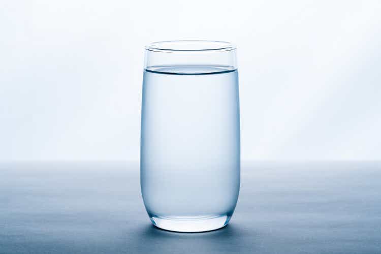 glass of water on white background.