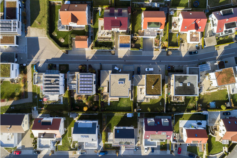 Aerial view of a new residential neighborhood