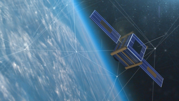 Satellite or nanosatellite orbating the earth for world wide data connectivity