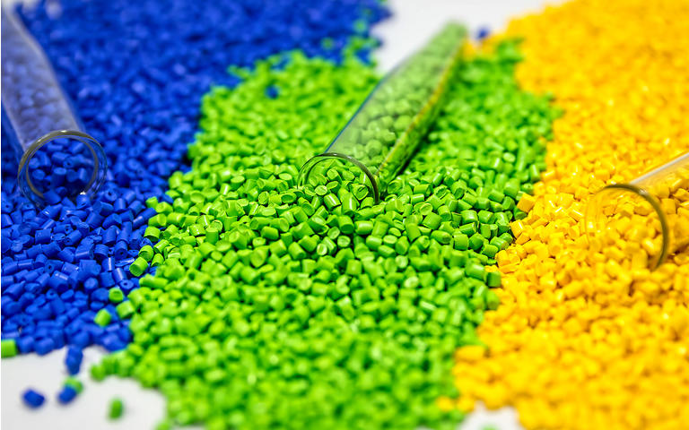 Plastic granules. Polymer pellets. Polymeric dye. Colorant pellets.
