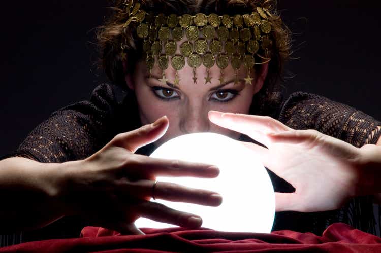 fortune teller with glowing crystal ball