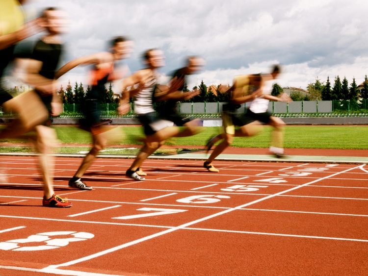 Athletes at the finish line