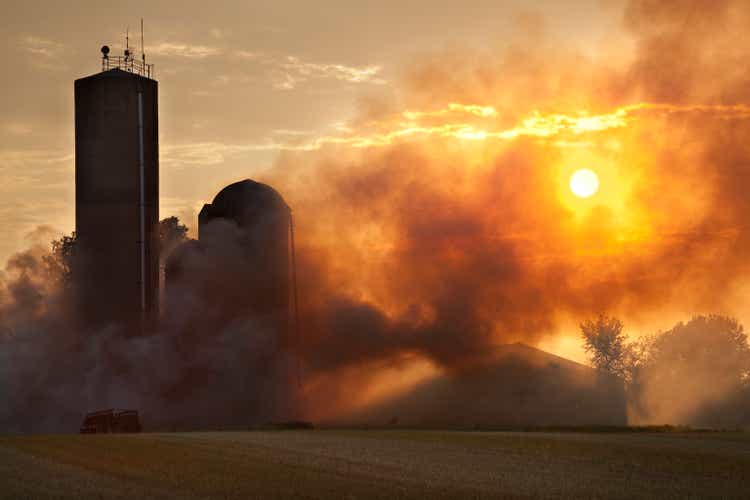 Barn Fire in the Light of Sunset