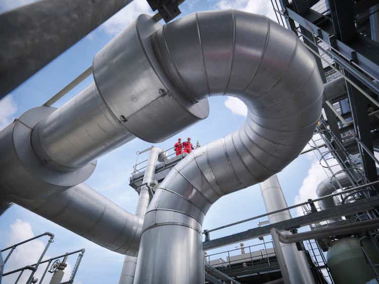 Workers at underground gas storage plant