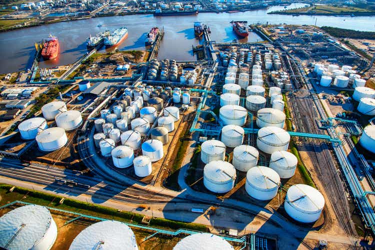 Aerial View of a Texas Oil Refinery and Fuel Storage Tanks